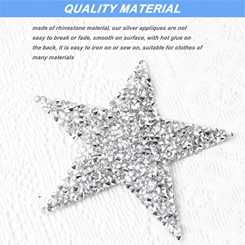 24 Pack Star Shape Rhinestone Patch 6 Sizes Iron Star-Shaped Applique Patch