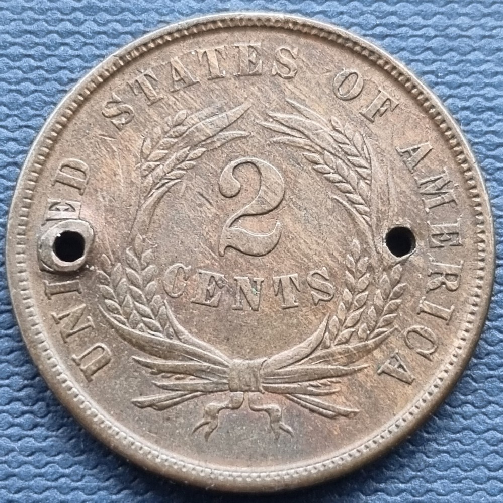 1864 Two Cent Piece 2c Higher Grade AU Details #84107