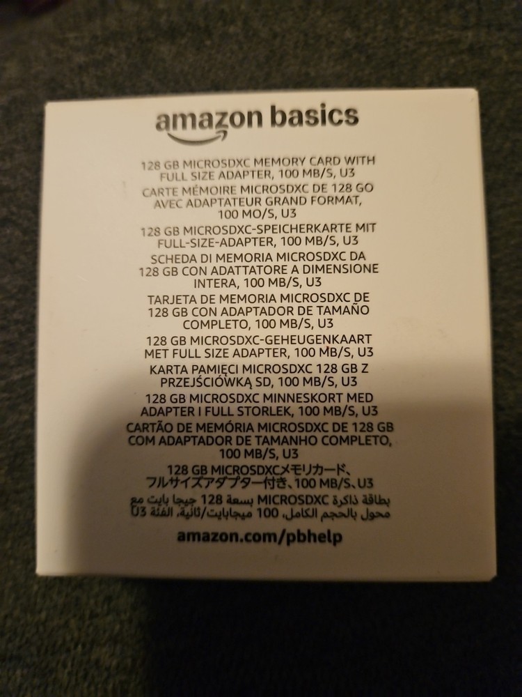 Amazon Basics 128GB Micro SDXC Memory Card with Full Size Adapter, A2 NEW Open