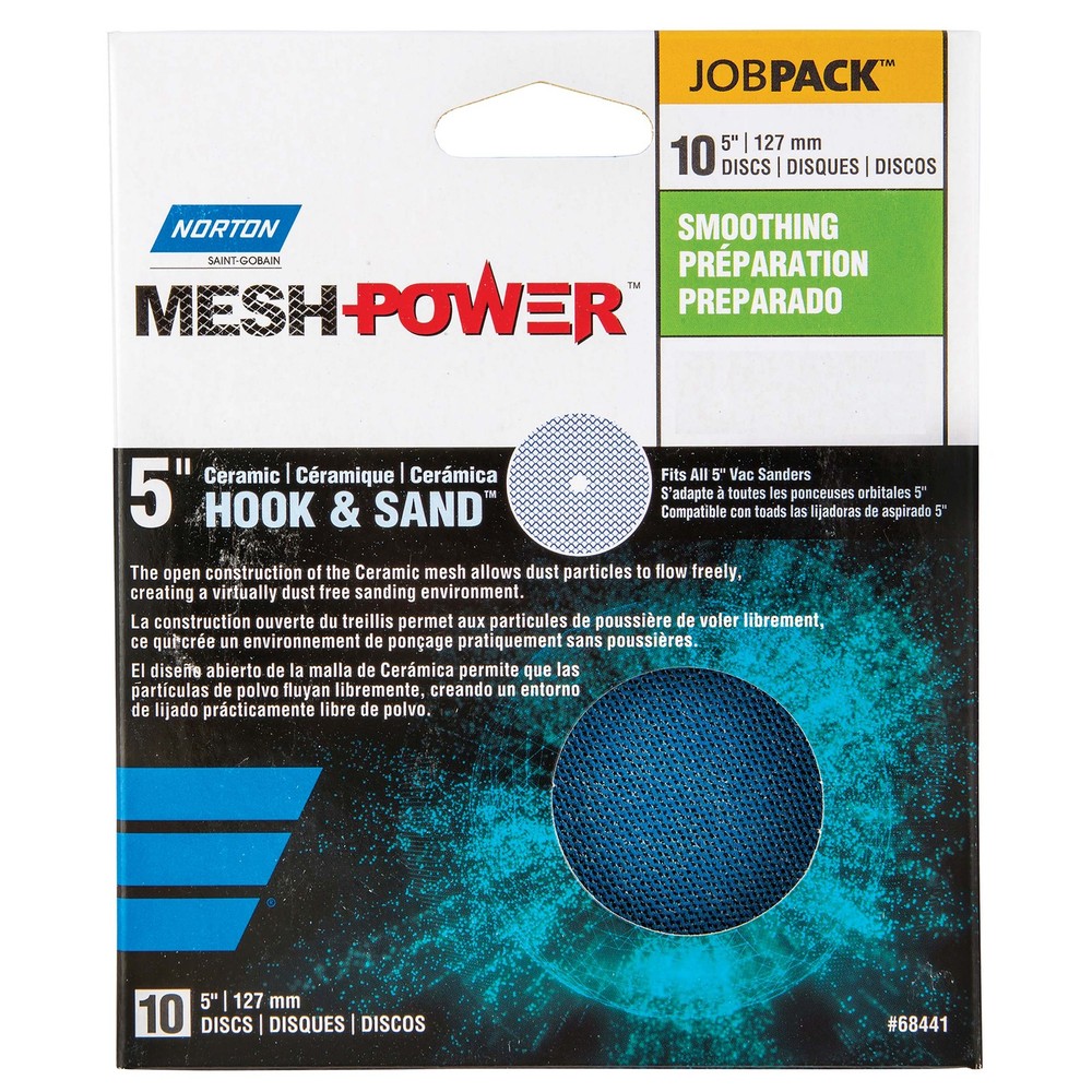 Norton MeshPower Ceramic Disc – 5” – 220 Grit - 10 pack