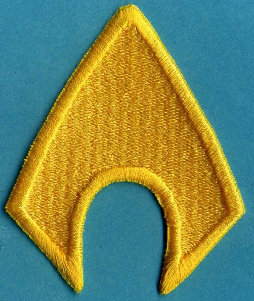 AQUAMAN 4" x 3.25" Fully Embroidered Yellow Insignia Iron-On Patch