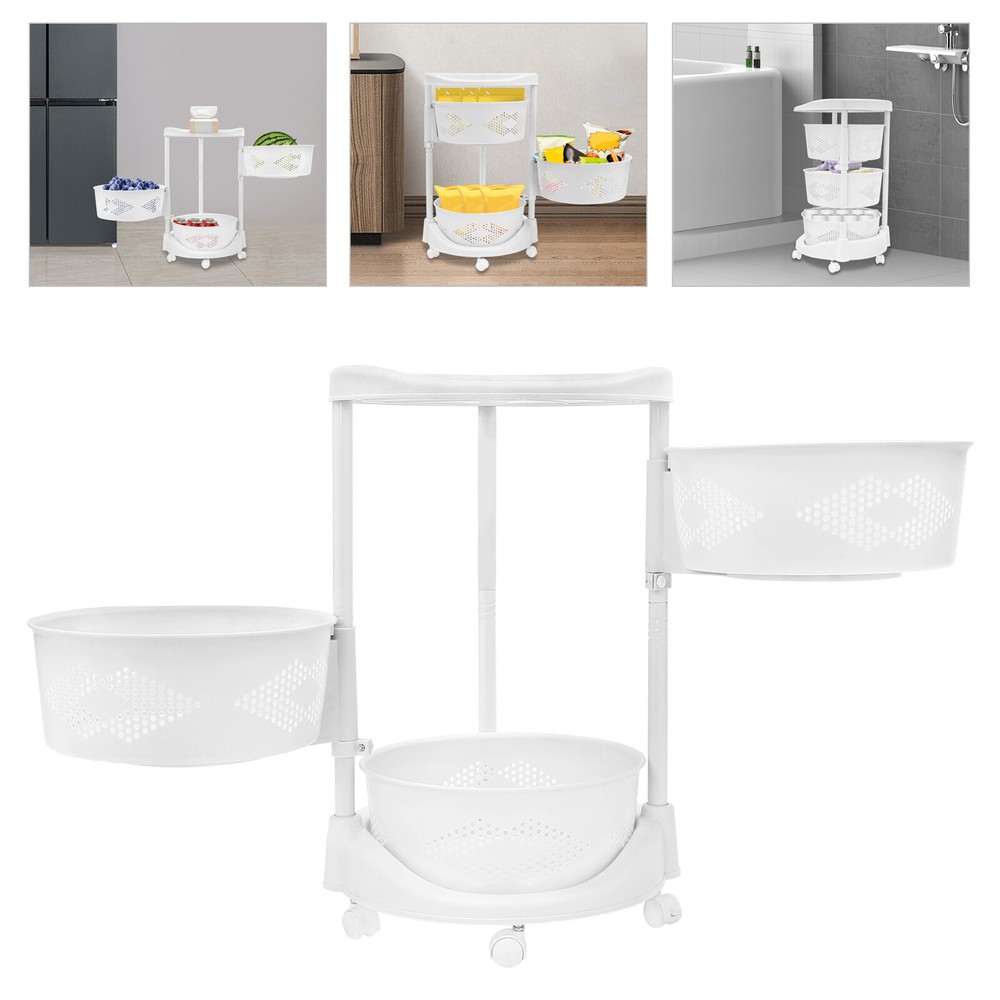 3 Tier Rotating Kitchen Storage Shelf Freestanding Storage Rack Basket Organizer