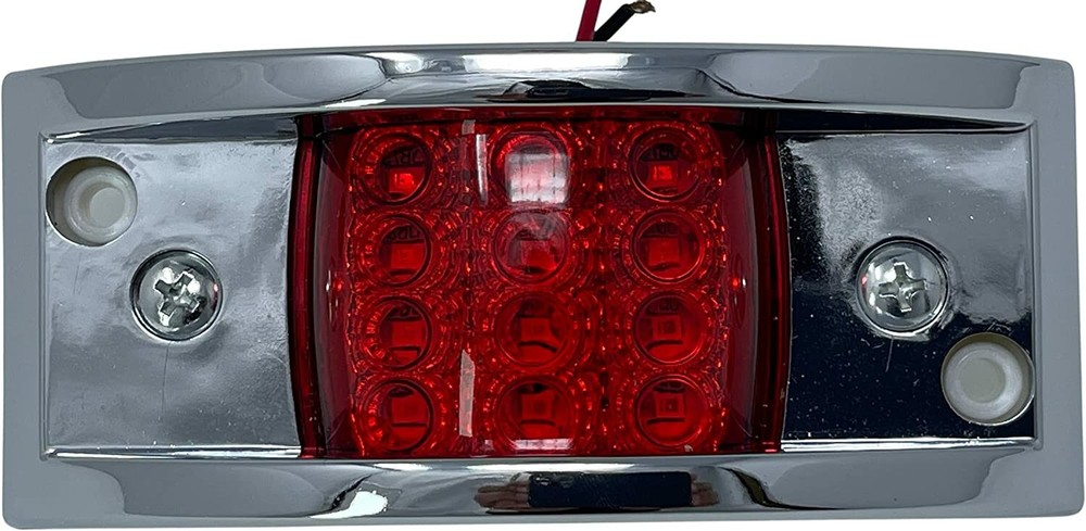 Rectangular 4-4/5inch Armored-Style Clearance Side Marker Light 12 LED Chrome