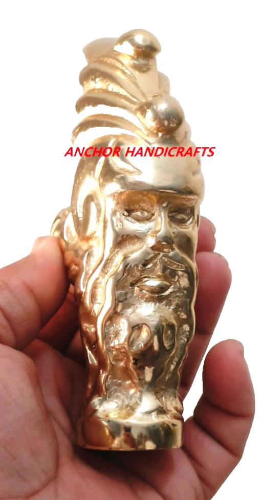 Handmade Brass Finish steampunk old Man Face Head handle for Walking Stick