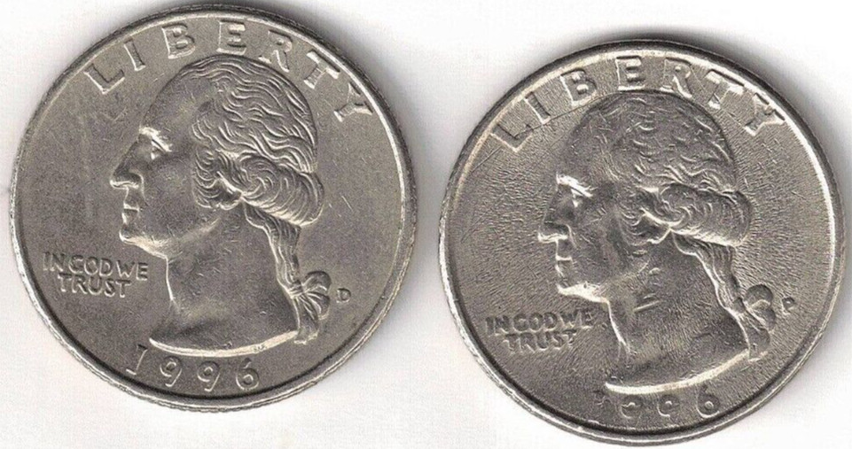 1996-D + P Circulated Two Washington Quarters!