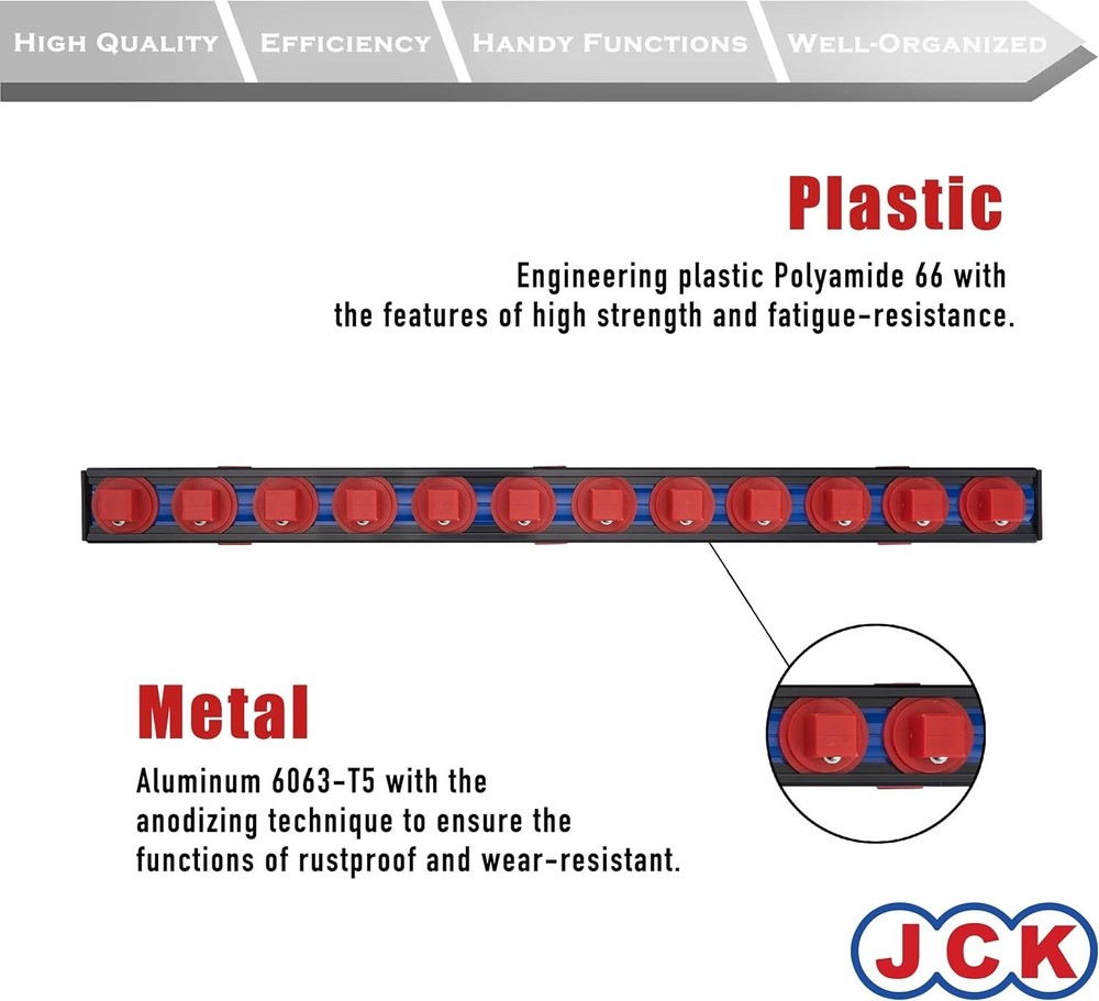 JCK Professional Quality Aluminum 1/2" Single Rail Socket Organizer