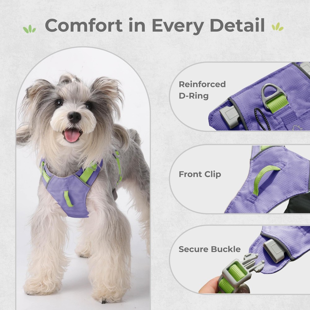 No Pull Dog Harness with Front Clip, Tracker Pocket, Adjustable Breathable Do...