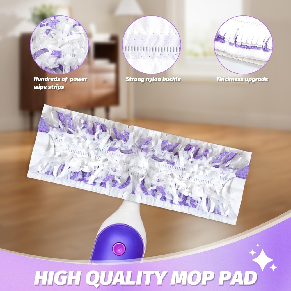 Mop Pads Refill Pack, Disposable Multi Surface Floor Cleaner, 5, White Purple