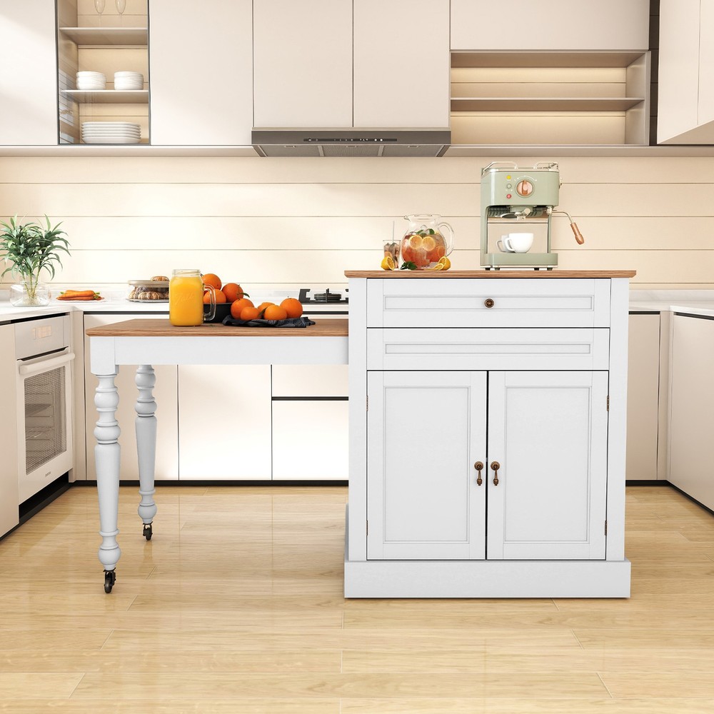 Retractable Multifunctional Kitchen Island Space Saving Storage Dining Workbench