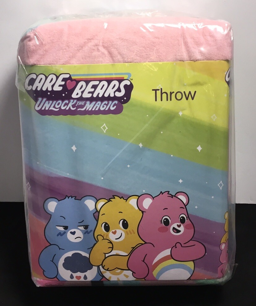 CARE BEARS “Caring is Magic" THROW BLANKET 46” X 60” NWT