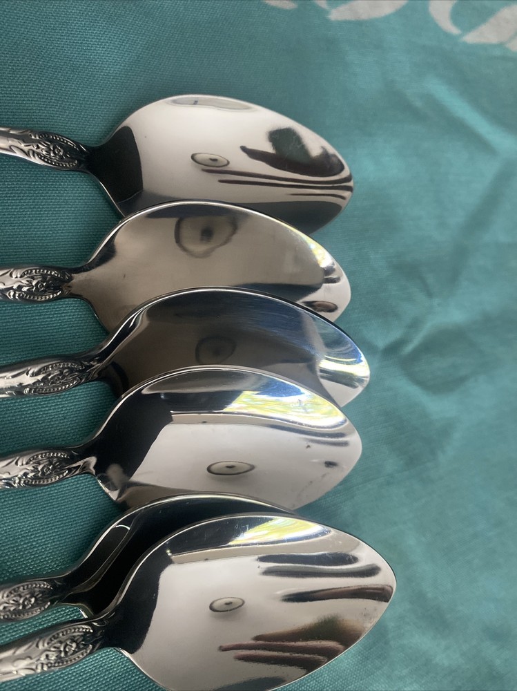 6 Oneida West Bend AFFECTION Stainless USA Glossy Teaspoons Flatware