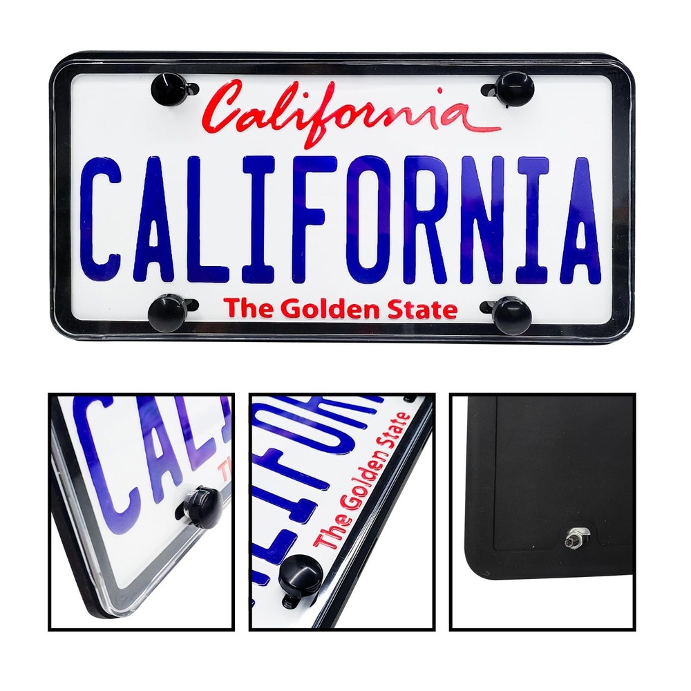 2 Pcs Silicone License Plate Frames with Polycarbonate Covers, Rust-Proof, We...