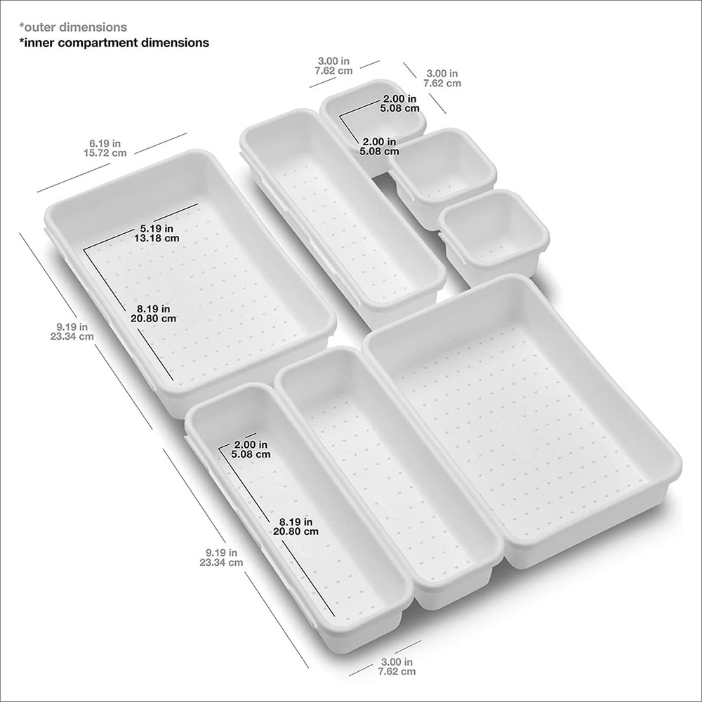 Madesmart 8-Piece Interlocking Bin Pack Customizable 8-Piece, White