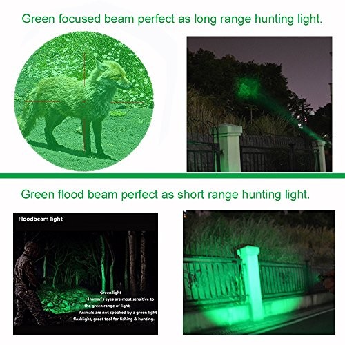 Single Mode Green LED Flashlight, 150 Yard Long Range, High Power, Night