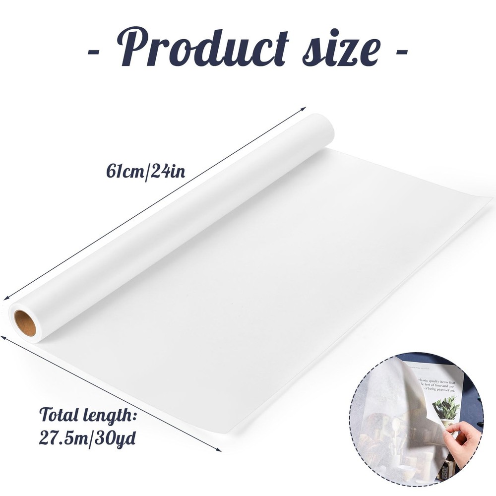 Tracing Roll 24in x 30yd, White Trace Pattern Translucent Tracing for Sewing,...
