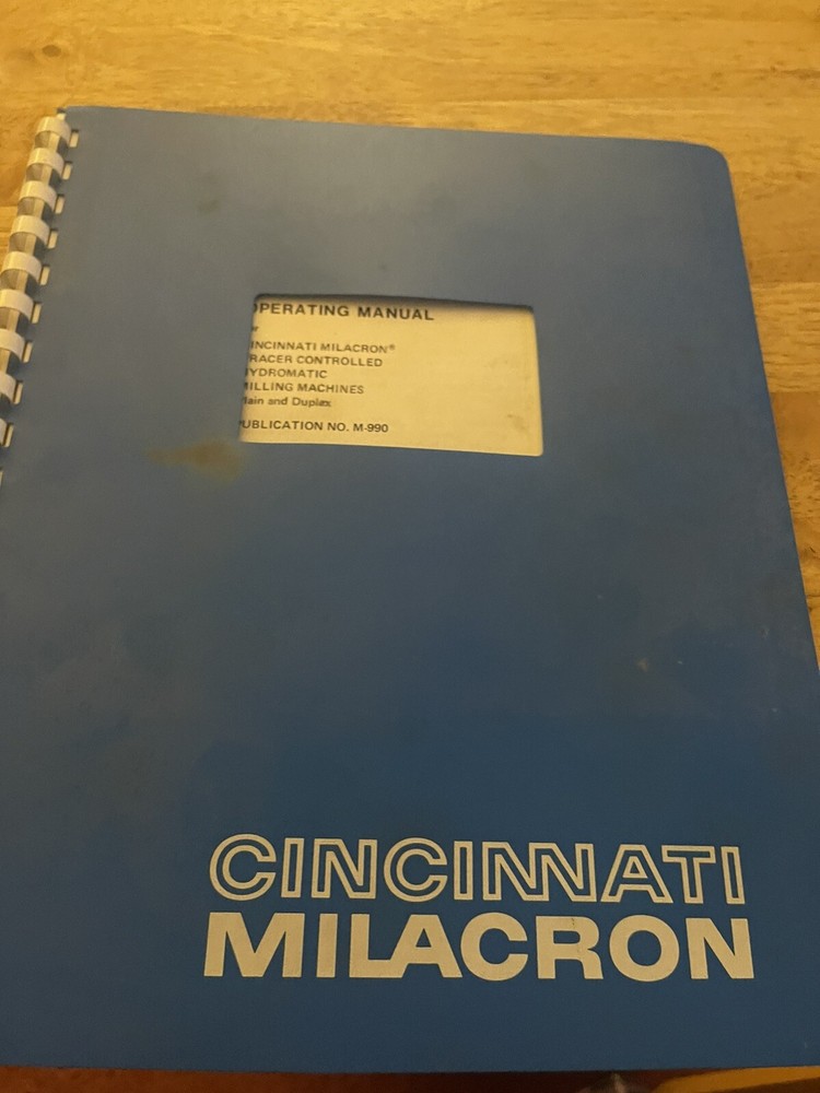 CINCINNATI MILACRON  Manual for Tracer Controlled Hydromatic Milling Machine