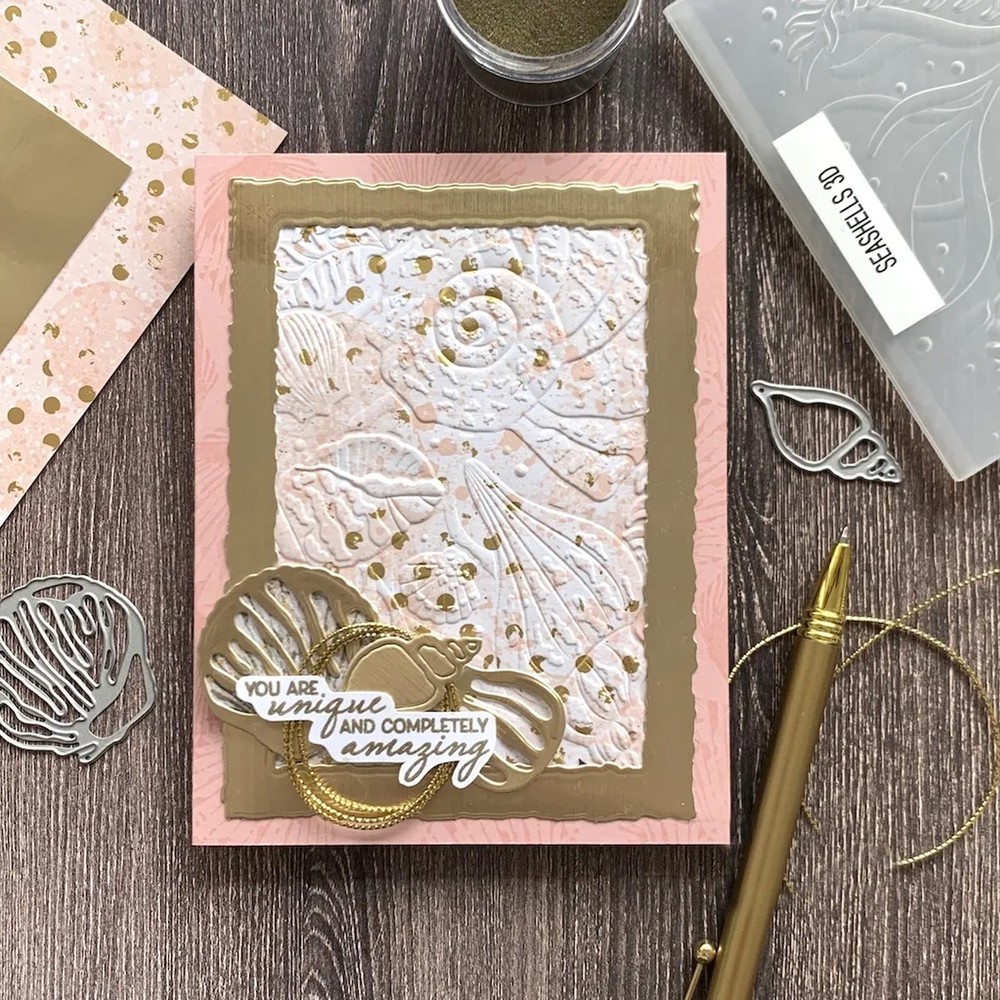 Shells Background Embossing Folders Template for Card Making Scrapbooking Crafts