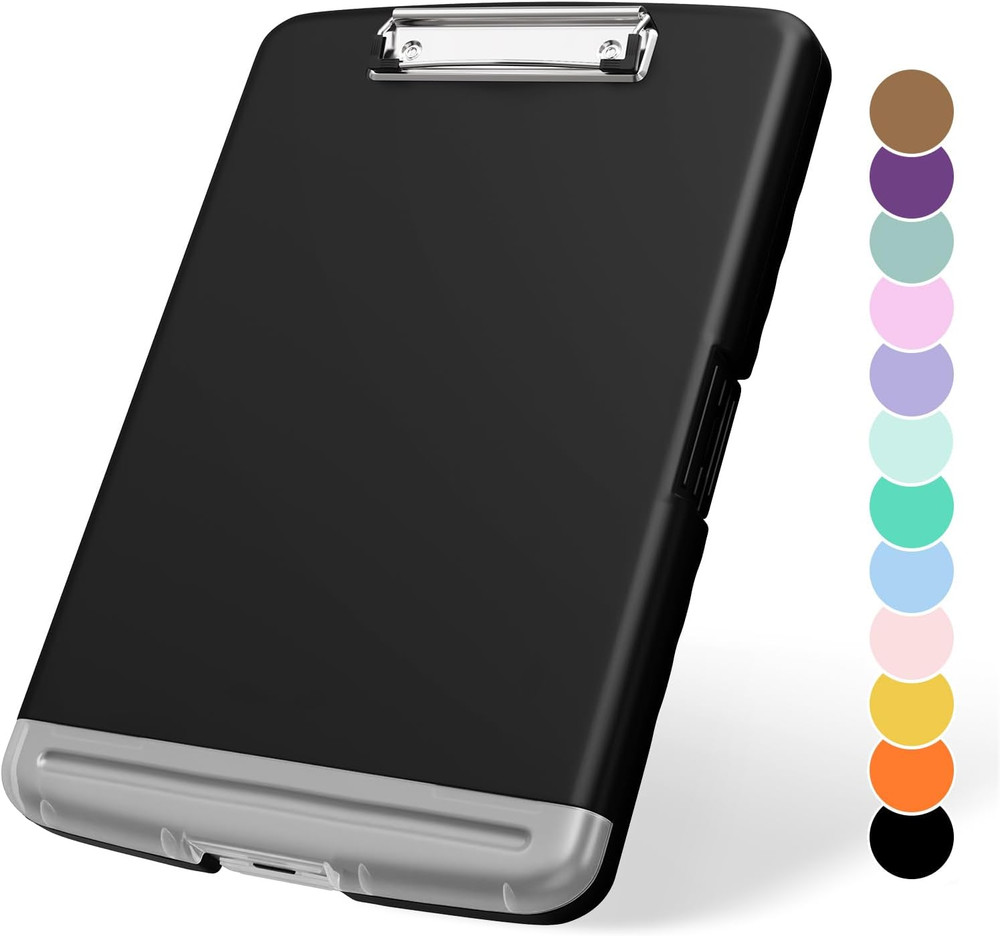 Plastic Clipboard with Storage, 8.5 x 11 Storage Organization Box Side-Opening,