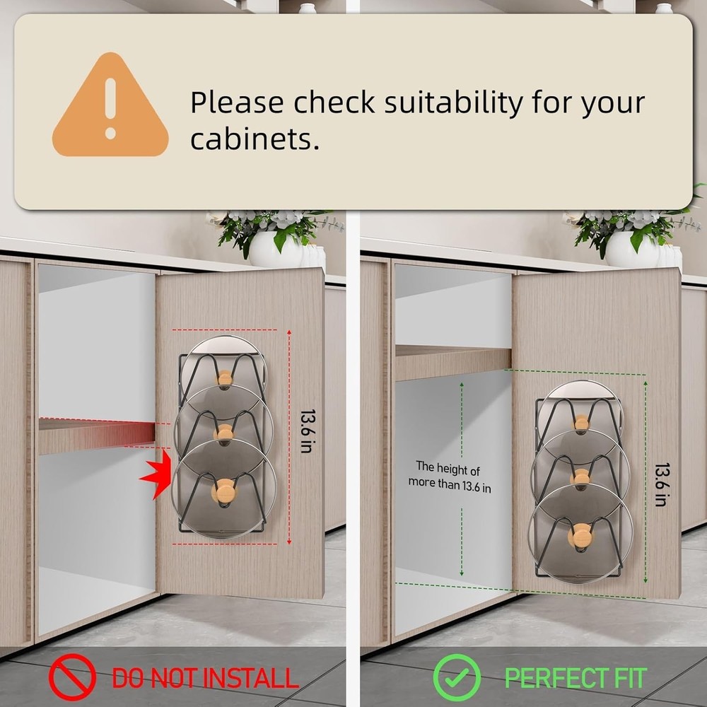 2-Pack Pot Lid Organizer, 6-Tier Pots & Pans Holder Organizer