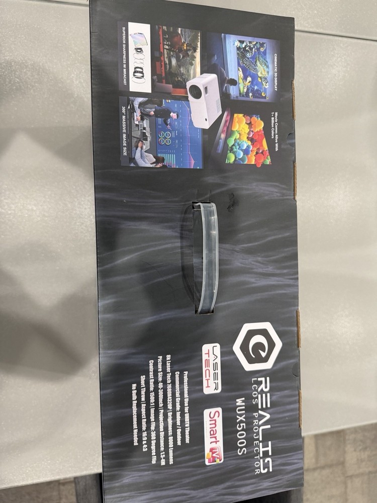 4K Smart Projector + Elite Black Diamond Zero Edge Motorized Screen Home Theater