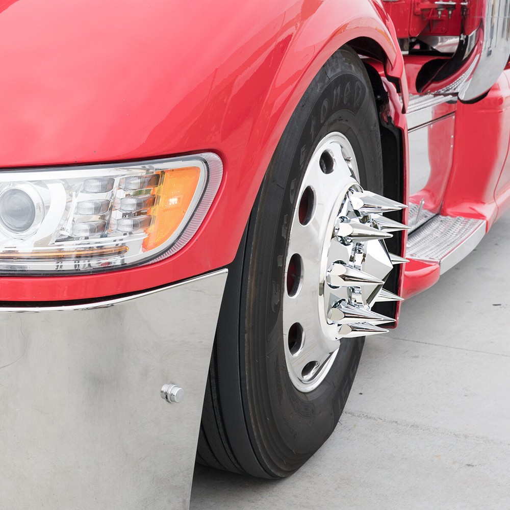 (Set/60) Chrome Spike Lug Nut Covers 33mm Thread-On (4-3/4" Tall) 60-Pack
