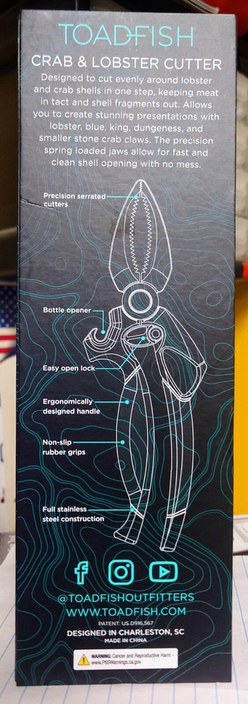 Toadfish Crab Leg Cracker Tool - Seafood Shell Cracking Tool - Stainless Steel