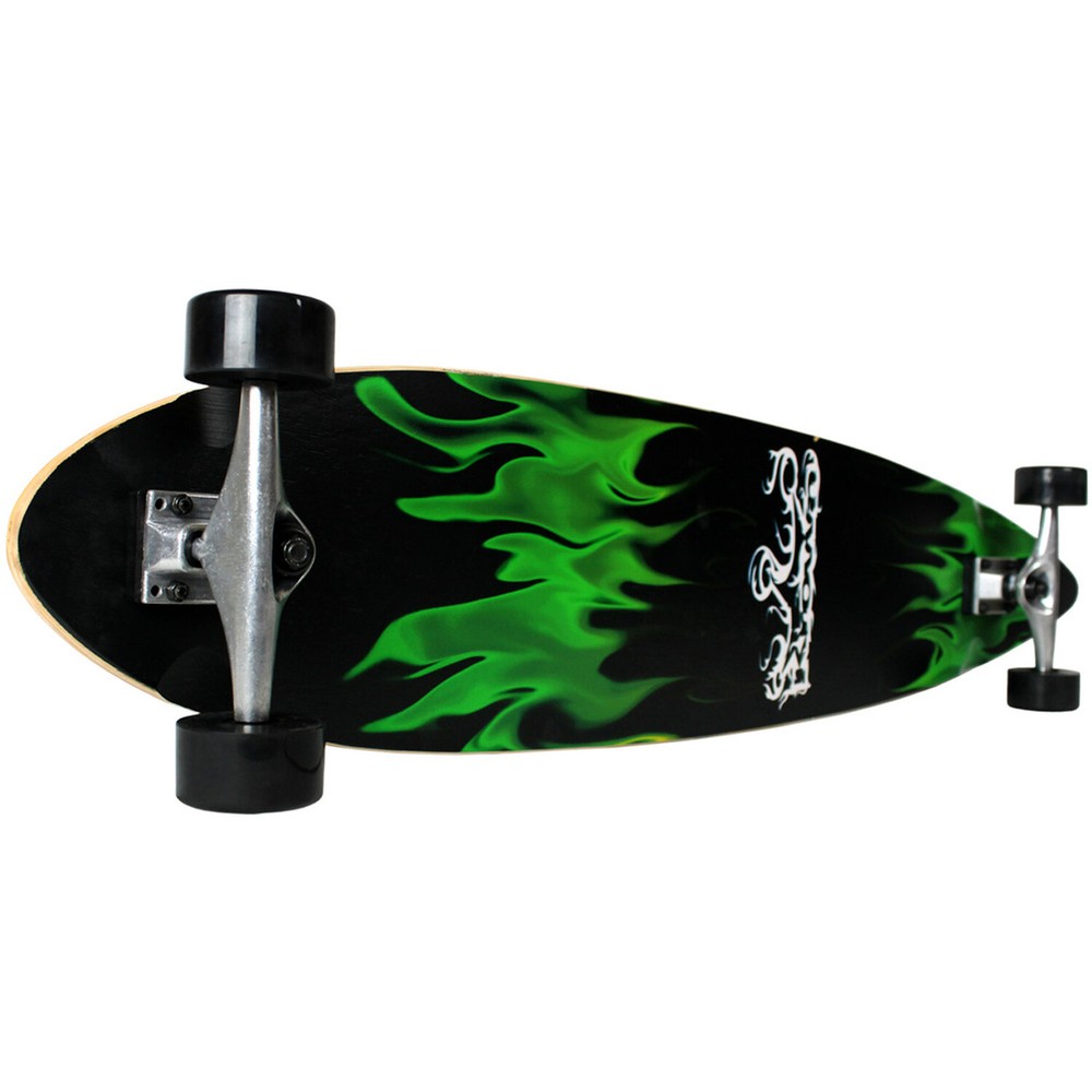 Krown Longboard Complete Pintail Green Flame 9" x 43"