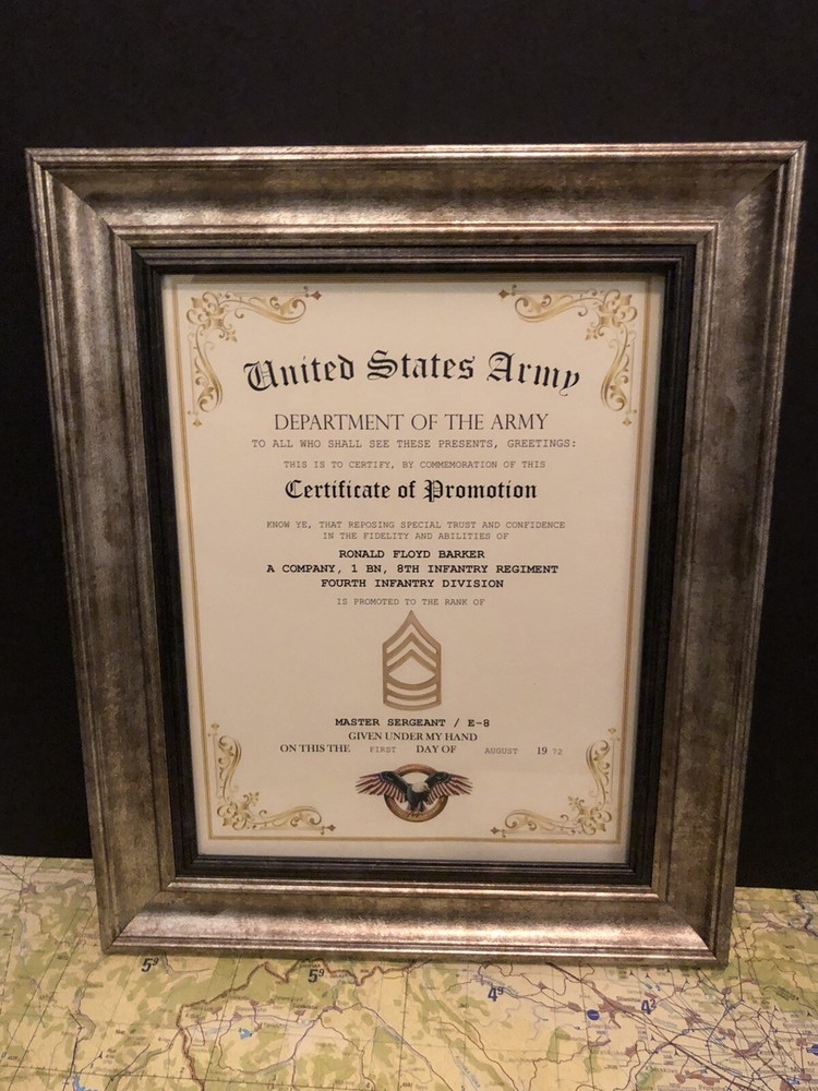 MASTER SERGEANT / MSG (E-8) U.S. Army ~ Commemorative Promotion Certificate