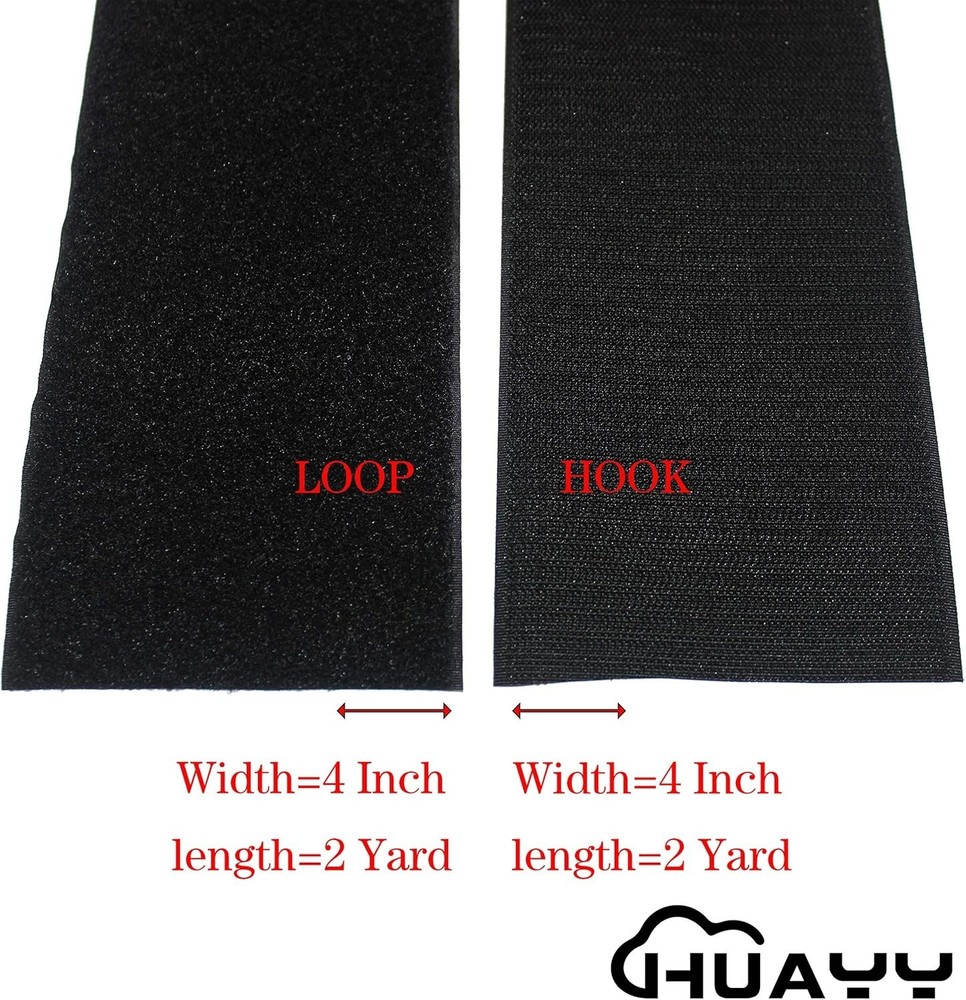 Durable 4in x 2yd Sew-On Hook and Loop Nylon Strips - Versatile & Soft
