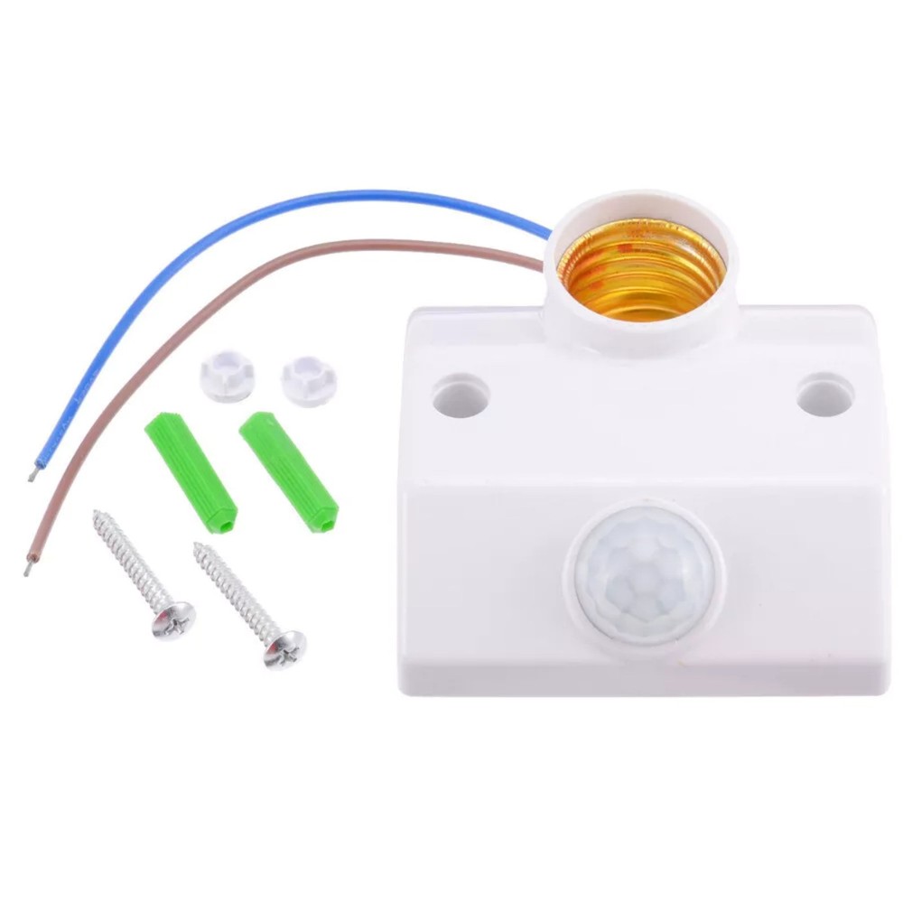 White Auto Human Motion Sensor Detector Bulb Light Lamp Base Holder