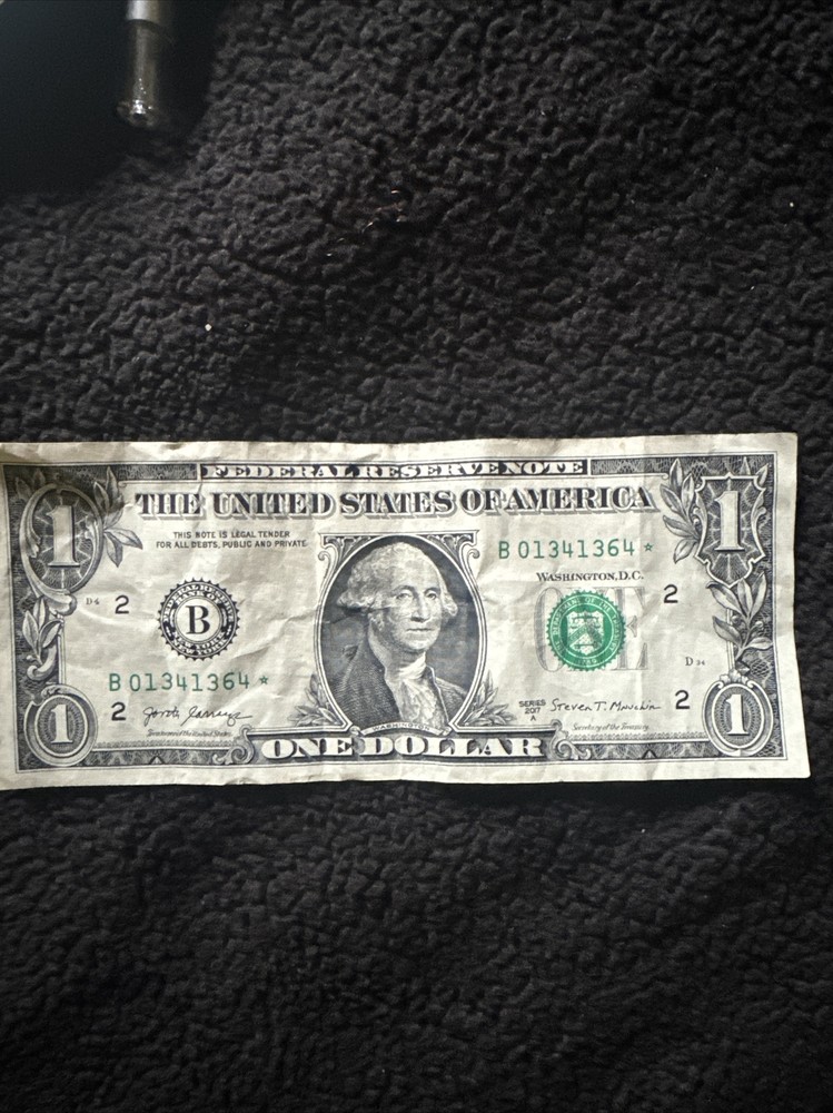 2017 a star note 1 dollar bill Misprint
