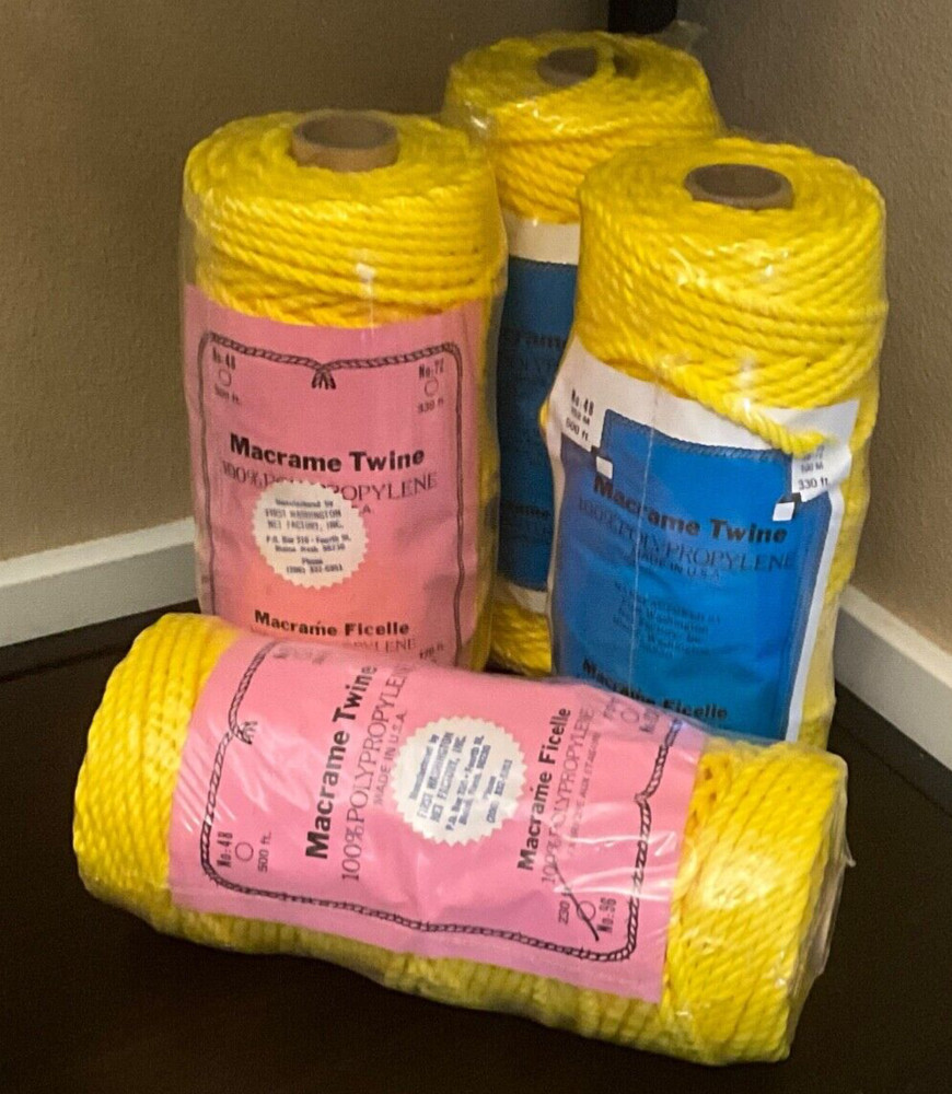 (4) FIRST WASHINGTON NET MACRAME TWINE 100% POLYPROPYLENE 230’, 5MM, YELLOW, #96