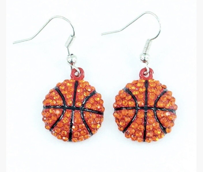 Basketball Earrings/ handmade/silver plated/dangle