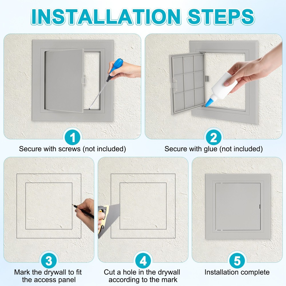 2-Pack Access Panel for Drywall, 4.9x5" Plastic Wall Hole Cover [Gray]