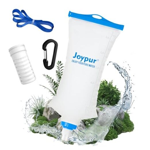 Gravity Water Filter Camping, Survival Water Filtration System, 2000ml Blue-2L