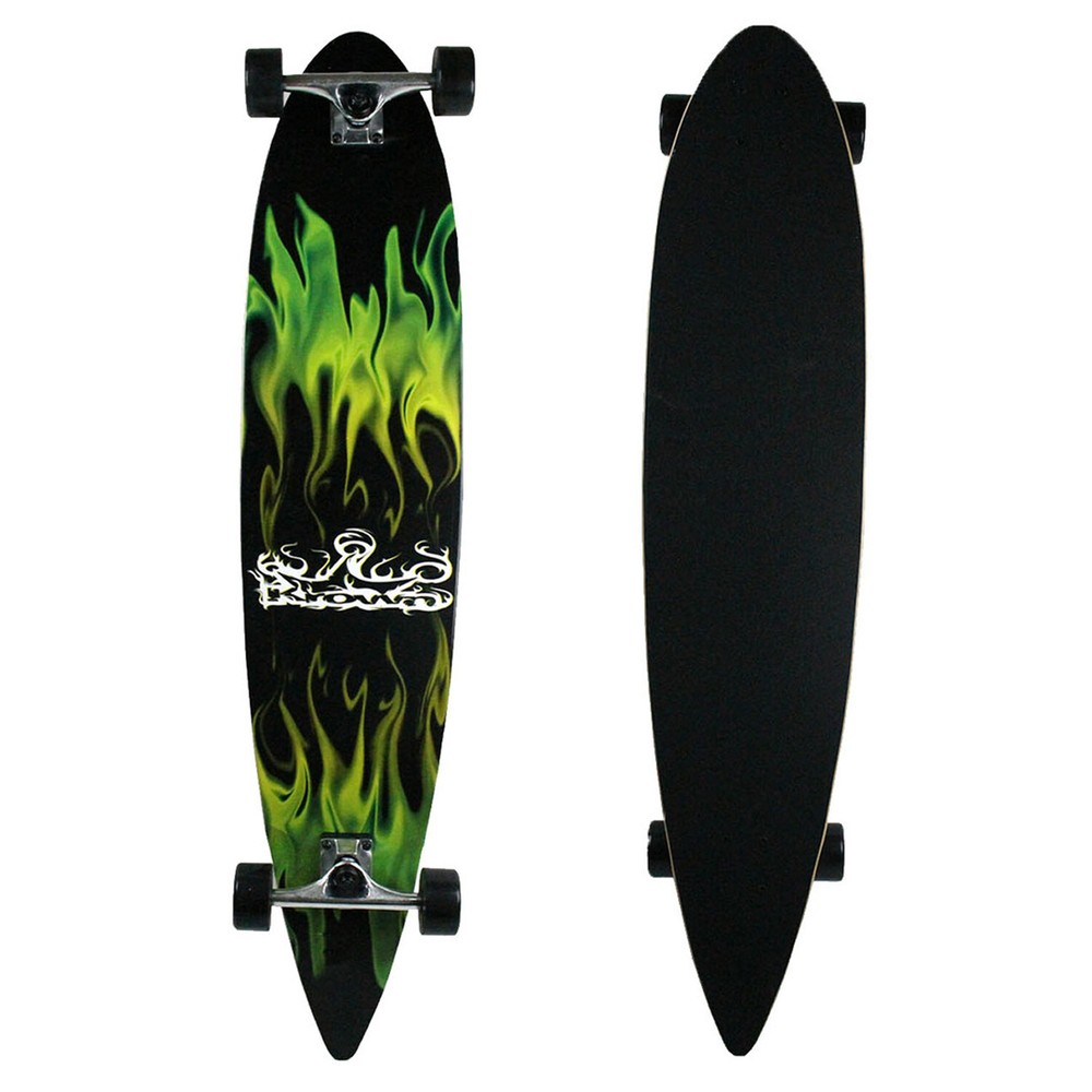 Krown Longboard Complete Pintail Green Flame 9" x 43"