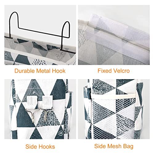 Bedside Caddy Bedside Storage Bag Hanging Organizer for Bunk, Blue Triangle