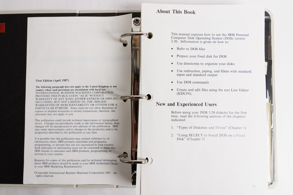IBM DOS 3.3 Disk Operating System Manuals with Disks First Edition