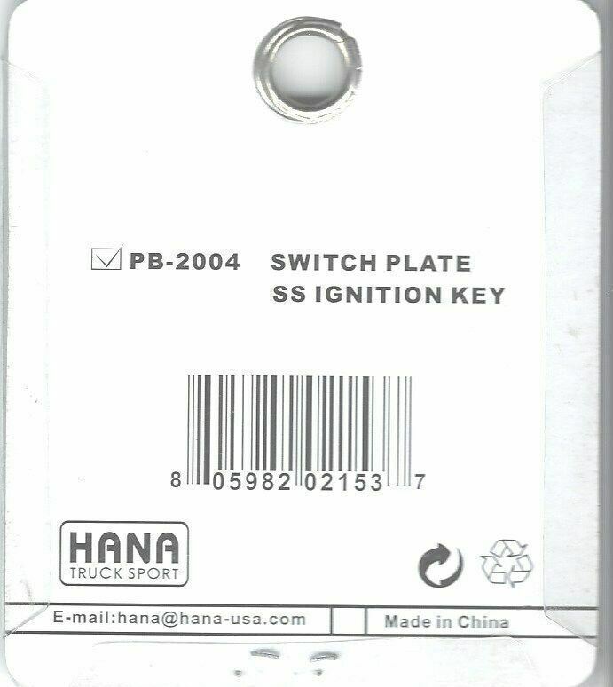 HTS Switch Plate for Peterbilt Ignition Key Stainless Engraved #PB-2004