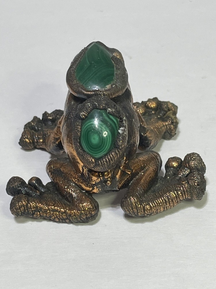 Vintage Copper Frog With 2 Stones On Its’ Back