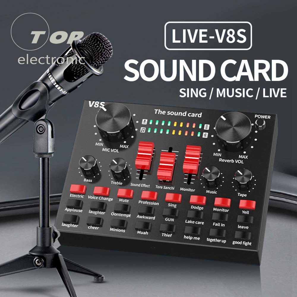 V8S Bluetooth4.2 Audio Broadcast Headset Microphone Webcast Live Sound Card