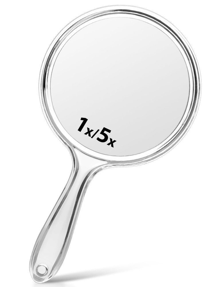 Hand Mirror, Double-Sided 1X/5X Magnifying Mirror with Handle, Acrylic, 10.5"...