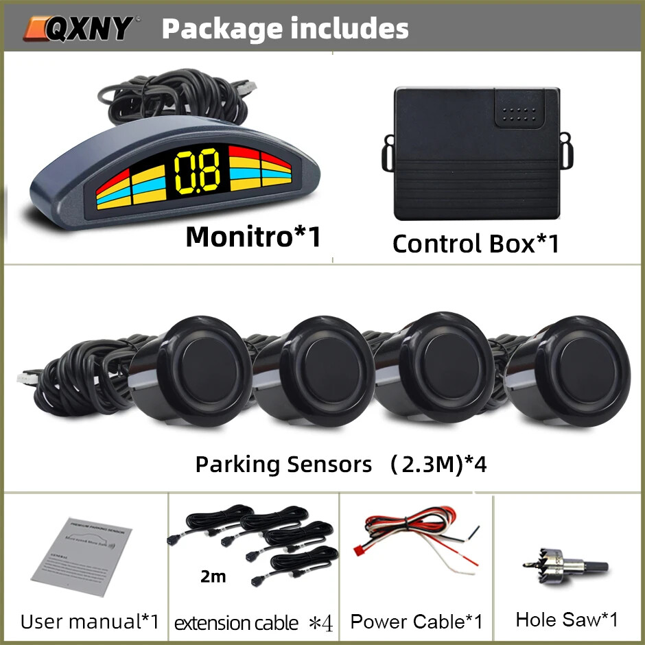 Front Parking Sensor Kit Auto Car Parktronic Assistant System Buzzer Alarm