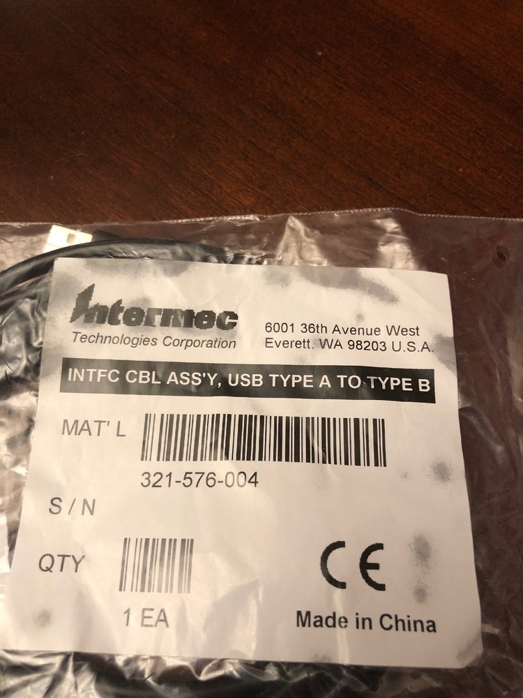 New Intermec USB Interface Cable 321-576-004 , USB TYPE A TO TYPE B