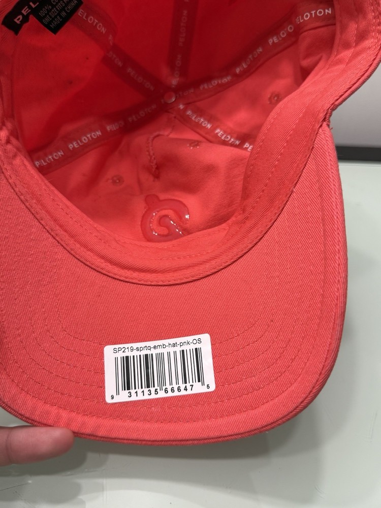 PELOTON Adjustable Strapback Hat Cap Embossed Logo CORAL