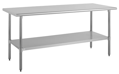 Kratos Stainless Steel Kitchen Prep Table 72"x30" with Undershelf, NSF Worktable