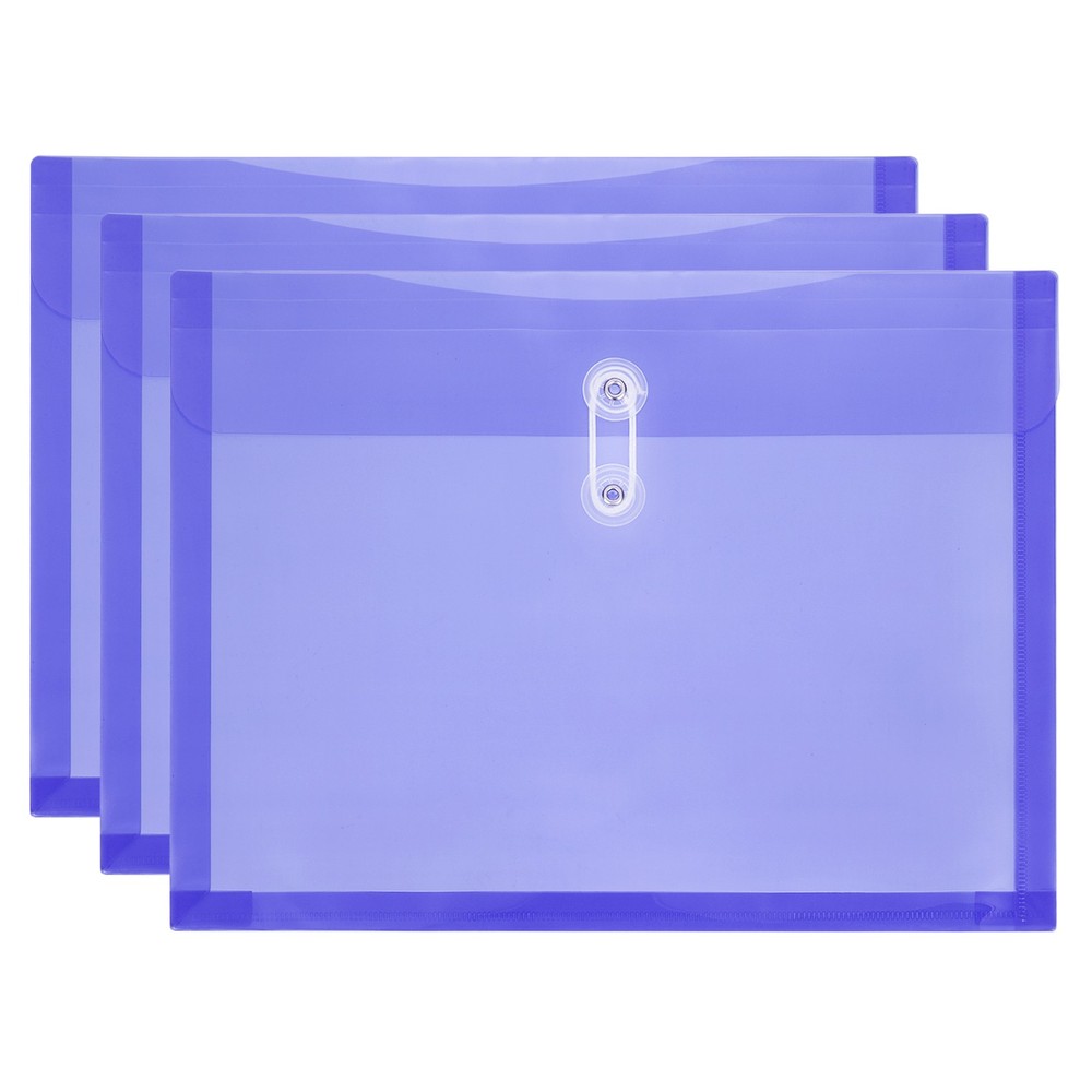 3 Pack Clear Plastic Poly Envelopes, File Folders Document Envelopes, Purple