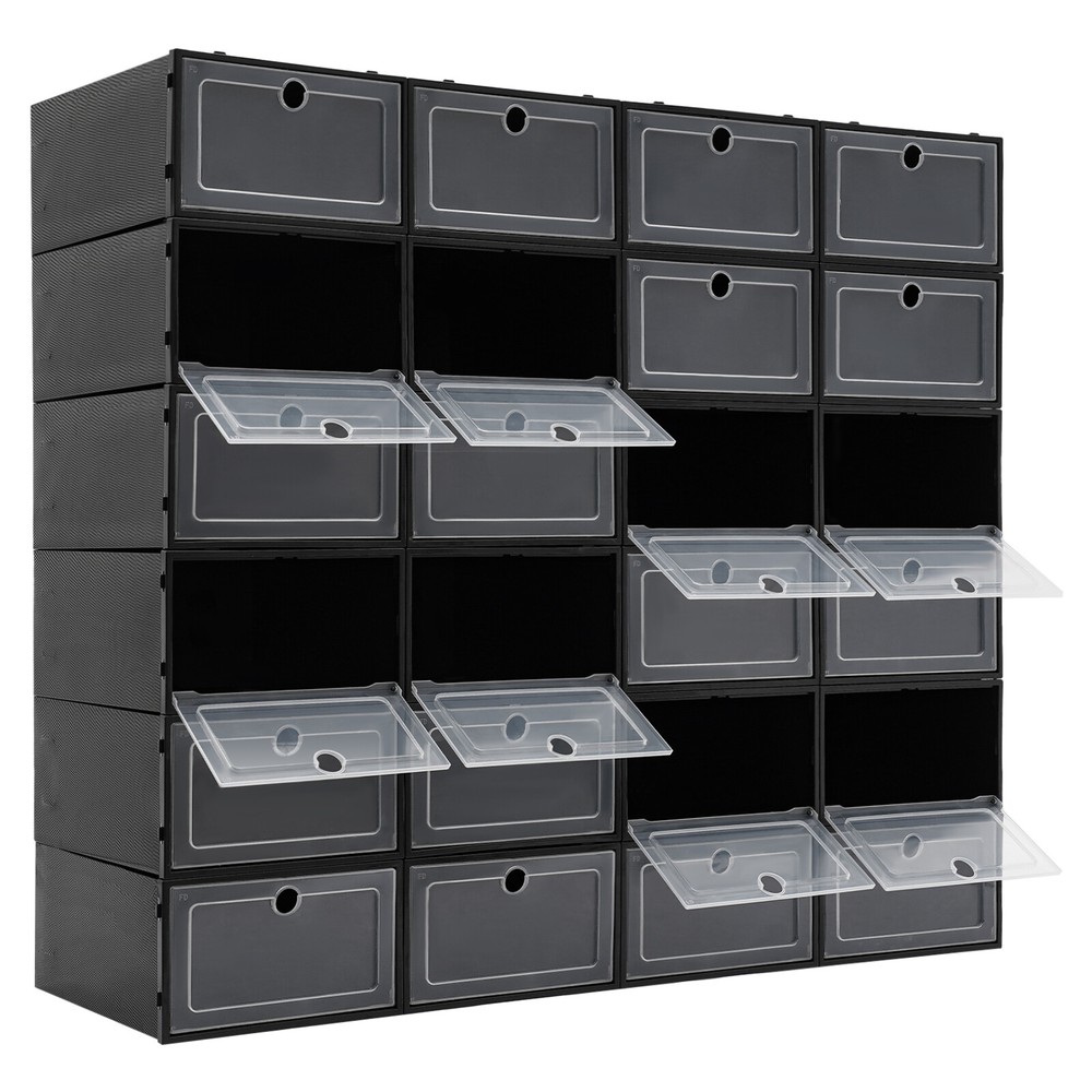 24 Pack Shoe Storage Boxes, Stackable Shoe Boxes, Shoe Storage Organizer NEW