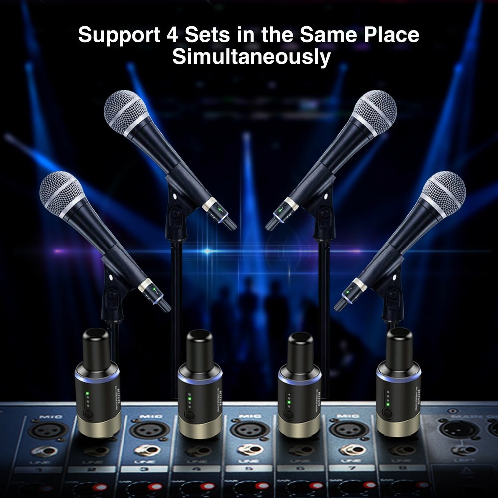 LEKATO Wireless Microphone System Transmitter Receiver 5.8GHz Plug On XLR 100FT