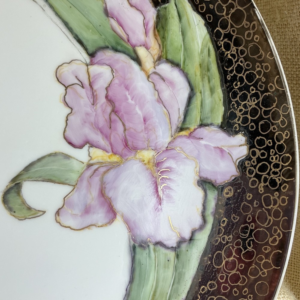 Purple Iris luster serving platter chop plate
